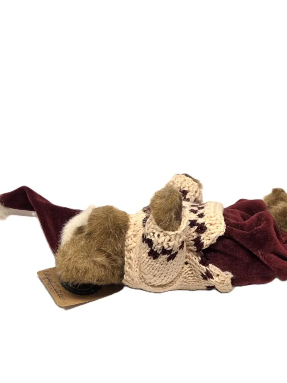 1998 Boyds Edmond T. Bear Archive Coll. Winter Sweater Plush Posable Santa Hat